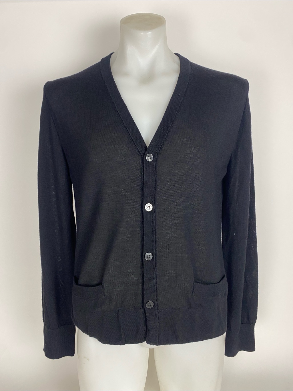 Dolce & Gabbana Staff Sweater Wool Black Cardigan V Neck Men’s Size It 48